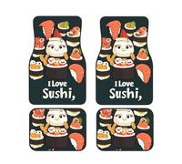 I Love Sushi Car Floor Mats With Non-Slip Backing - Absorbent Interior Protector For Cars, Suvs & Vehicles - Easy To Clean, Durable Car Carpets