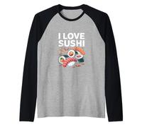 I Love Sushi Japanese Cuisine Fun Raglan Baseball Tee