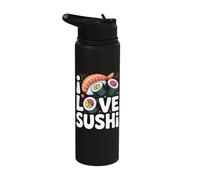 I Love Sushi Roll Lovers Delight Art Stainless Steel Insulated Water Bottle