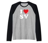 I Love SV Initials I Heart S.V. First Last Name S V Raglan Baseball Tee
