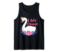 I Love Swans Bird Zoo Animal Lake Water Lily Flowers Crown Tank Top