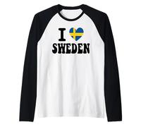 I Love Sweden Heart Flag Retro Travel Souvenir Raglan Baseball Tee