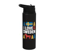 I Love Sweden Horses Trees Flag Heart Stainless Steel Insulated Water Bottle