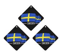 I Love Sweden Swedish Flag Car Air Freshener 3-pack Aromatherapy Tablets Hanging Scented Cards for Rooms Bathrooms Wardrobe Rhombus