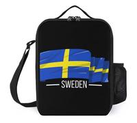 I Love Sweden Swedish Flag Portable Lunch Bags for Picnic Office Work Insulated Lunchbox Reusable Meal Holder