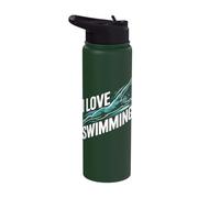 I Love Swimming Enthusiastic Swimmer Art Stainless Steel Insulated Water Bottle
