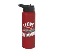 I Love Swimming Passion Statement Stainless Steel Insulated Water Bottle