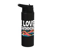I Love Swimming Passionate Swimmer Art Stainless Steel Insulated Water Bottle