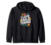 I Love Table Tennis Enthusiast Fun Zip Hoodie