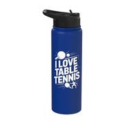 I Love Table Tennis Ping Pong Player Fun Game Stainless Steel Insulated Water Bottle