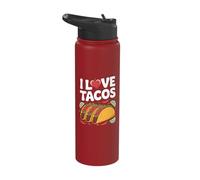 I Love Tacos Fun Fiesta Vibes Stainless Steel Insulated Water Bottle