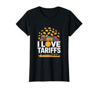 I Love Tariffs Trade Humor Shipping Value Graphic T-Shirt, Women, Black, S