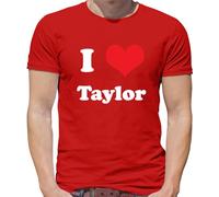 I Love Taylor - Mens T-Shirt - Red - Large