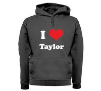 I Love Taylor - Unisex Premium Hoodie/Hooded Top - Charcoal - Small