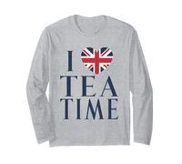 I Love Tea Time - British Flag Graphic Art Design Long Sleeve T-Shirt