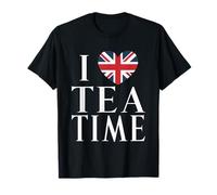 I Love Tea Time Great Britain Flag Heart T-Shirt