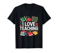 I Love Teaching Apple Books Chalkboard Value Graphic T-Shirt