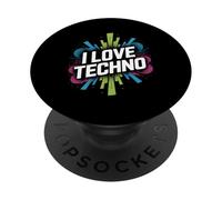 I Love Techno Music Lovers Rave Vibe PopSockets Adhesive PopGrip