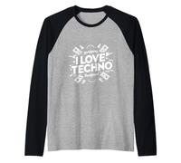 I Love Techno Music Passion Festival Fun Raglan Baseball Tee