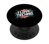 I Love Techno Vibrant EDM Music Lovers PopSockets Adhesive PopGrip