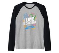 I Love Technology Circuit Board Passion Raglan Baseball Tee