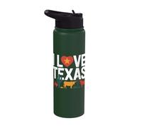 I Love Texas Cactus Cattle Oil Rig Stainless Steel Insulated Water Bottle