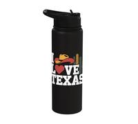 I Love Texas Cowboy Hat Heart Cactus Stainless Steel Insulated Water Bottle