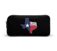 I Love Texas Texan Flag Cute Pencil Case Large Capacity Portable Lightweight Pencil Pouch with Zippered