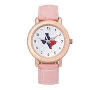I Love Texas Texan Flag Elegant Women Watch Leather Strap Simplicity Watches Ladies Round Face Wristwatch