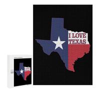 I Love Texas Texan Flag Funny Wooden Picture Puzzle for Adults Vertical Challenge Intellectual Game Jigsaw Birthday Gifts
