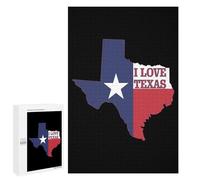 I Love Texas Texan Flag Funny Wooden Picture Puzzle for Adults Vertical Challenge Intellectual Game Jigsaw Birthday Gifts