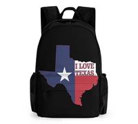 I Love Texas Texan Flag Trendy Printed Travel Backpack with Pocket Funny 16 Inch Shoulder Daypack for Work Hiking Camping