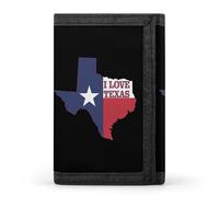 I Love Texas Texan Flag Trifold Wallet for Men Classic Lightweight Credit Card Holder Tri Fold Purse with Zippered