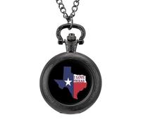 I Love Texas Texan Flag Vintage Pocket Watches Roman Numerals Quaretz Watch with Chain Christmas Birthday Gifts Black-Style