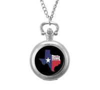 I Love Texas Texan Flag Vintage Pocket Watches Roman Numerals Quaretz Watch with Chain Christmas Birthday Gifts Silver-Style