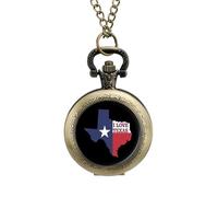 I Love Texas Texan Flag Vintage Pocket Watches Roman Numerals Quaretz Watch with Chain Christmas Birthday Gifts Coppery-Style