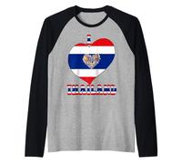 I Love Thailand Proud Thai Pride Thailand Flag Heart Graphic Raglan Baseball Tee