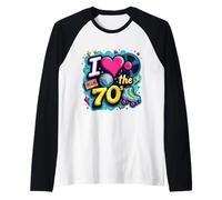 I Love The 70s Retro Cassette Roller Vinyl Funky Party 70s Raglan Baseball Tee