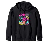 I Love the 70s Retro Cassette Roller Vinyl Nostalgia Vibes Zip Hoodie