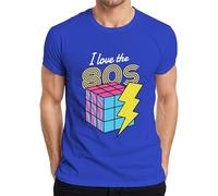 I Love The 80s 80s Retro Neon Eighties Rubik's Cube Flash Pop Men's T-Shirt, blue, XXL