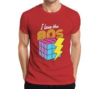 I Love The 80s 80s Retro Neon Eighties Rubik's Cube Flash Pop Men's T-Shirt, red, XXL