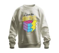 I Love The 80s 80s Retro Neon Eighties Rubik's Cube Flash Pop Unisex Sweatshirt Pullover, natural, L