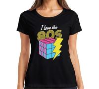 I Love The 80s 80s Retro Neon Eighties Rubik's Cube Flash Pop Women's T-Shirt, black, 3XL