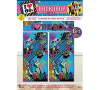 I Love The 80s' Multicolor Backdrop Set (182 cm) 3 Pcs. - Stunning Design, Perfect for Retro Parties, Events, Festivals, Photoshoots, & More Halloween Halloween