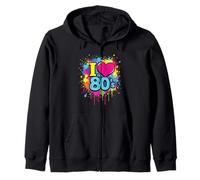 I Love the 80's Retro Colorful Splash Design Old School Fun Zip Hoodie