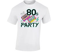 I Love The 80's Retro Mens T-Shirt Pop Fancy Dress Unisex Party Gift Tshirt White - Large