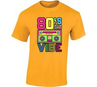 I Love The 80's Retro Mens T-Shirt Vintage Vibes Fancy Dress Unisex Gift Unisex Tshirt Printed Design Gold - XX-Large