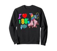 I Love The 80's Retro Rainbow Legs Pink Roller Skates Fun Sweatshirt