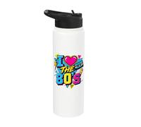 I Love The 80s Retro Shapes Stainless Steel Insulated Water Bottle