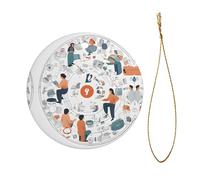 I Love The 90s Illustration Christmas Ceramic Circular Pendant Is An Excellent Addition To Your Holiday Decoration